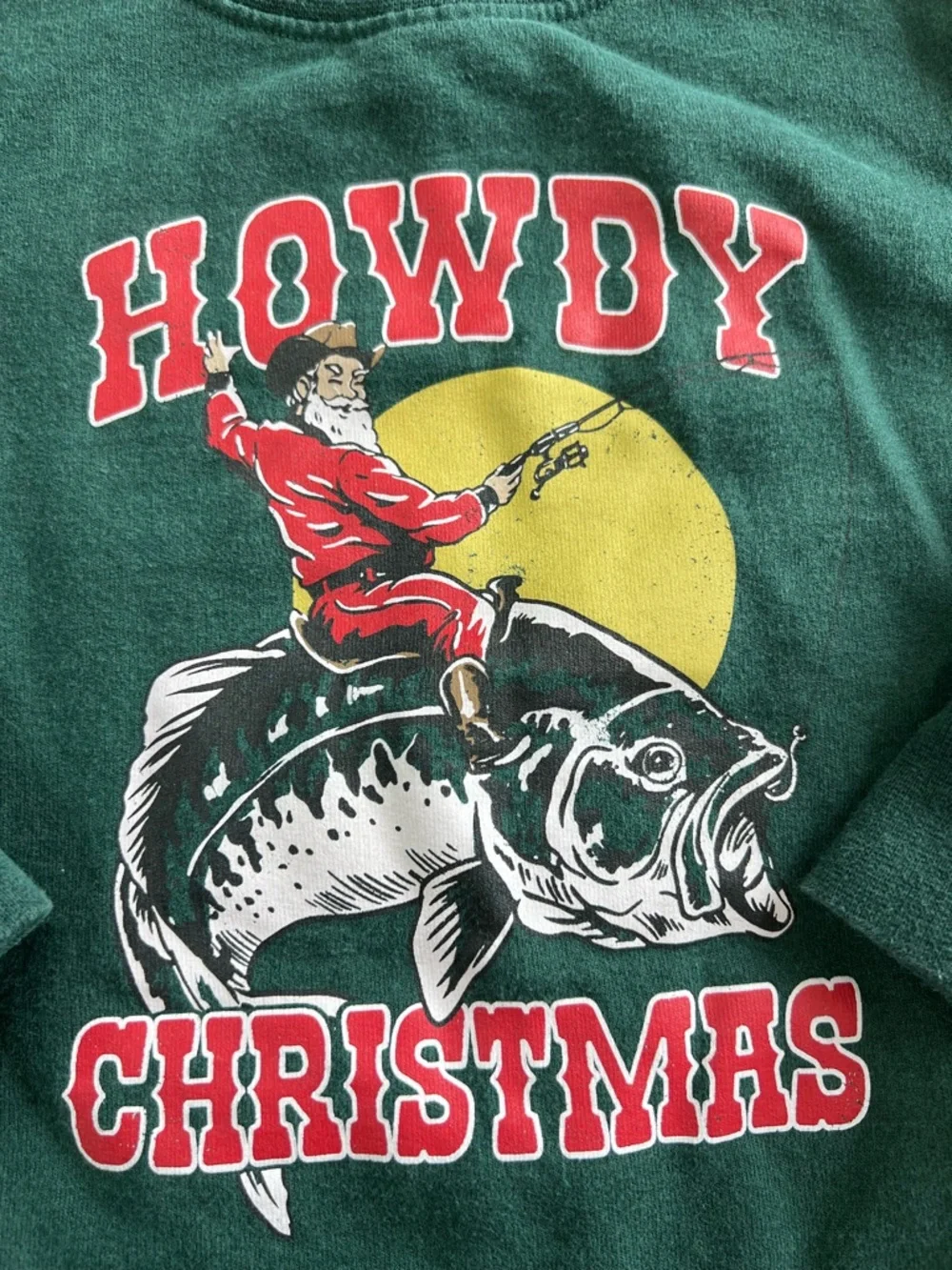 Bass Pro Shops Kids Howdy Christmas Sweatshirt Fishing Santa Size 4T